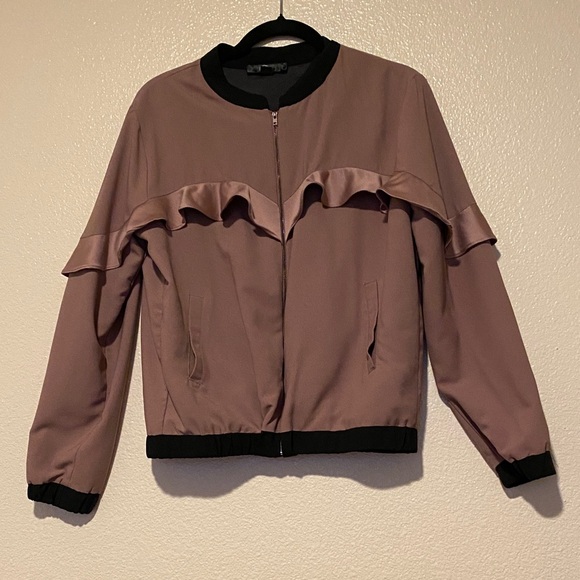Women's Ruffled Mauve Jacket Size L - Picture 5 of 7